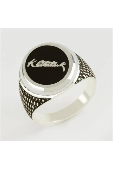 Mustafa Kemal Atatürk İmzalı Metal Erkek Yüzük