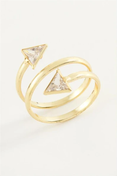 Üçgen Zirkon Taşlı Yüzük