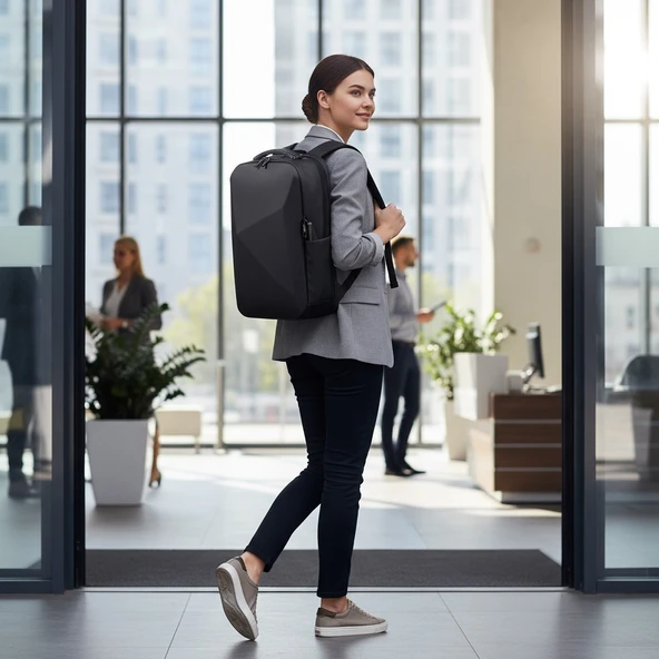 Classone GA-0010 Guntlet V1 Sert Kabuk Serisi 15.6 inch Uyumlu WTX Pro Su Geçirmez Kumaş Laptop Çantası  Siyah - Resim 7