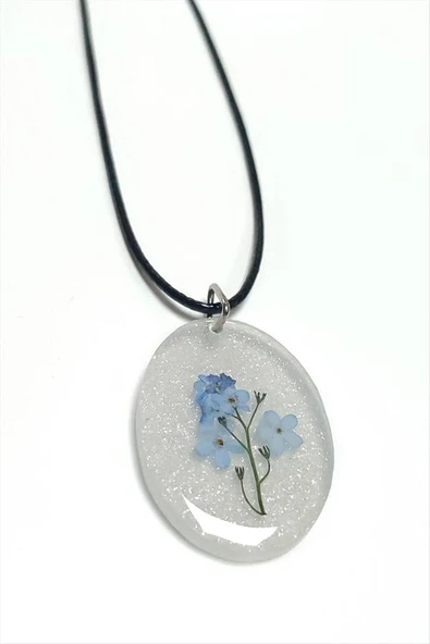 Unutma Beni Çiçeği Oval Epoksi Kolye