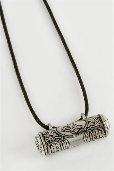 Boru Cevşen Deri Kordonlu Kolye - 2