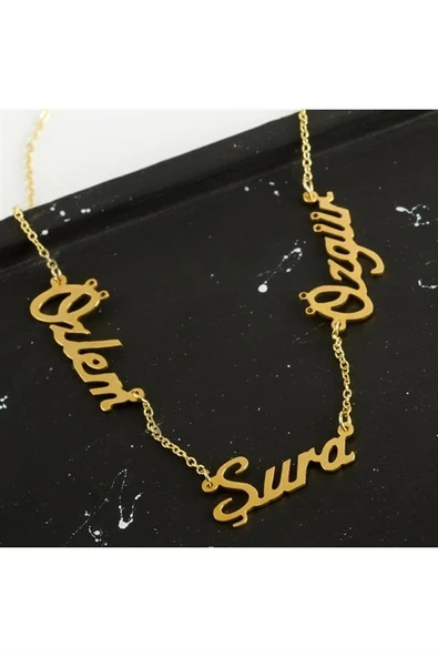 Kişiye Özel Üç İsim Yazılı Kolye - 2