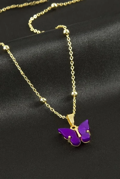 Kelebek Figürlü Polyester Kolye