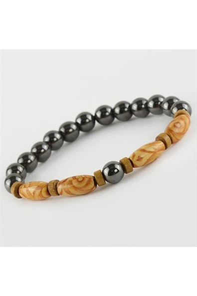 Hematit Ahşap Trend Yeni Sezon Doğaltaşlı Bileklik