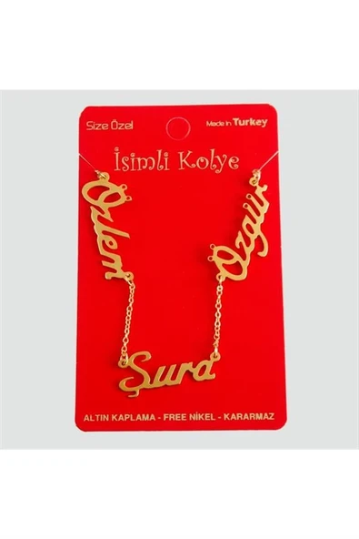 Kişiye Özel Üç İsim Yazılı Kolye - 3