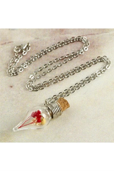 Çiçek Fanus Canlı Kolye