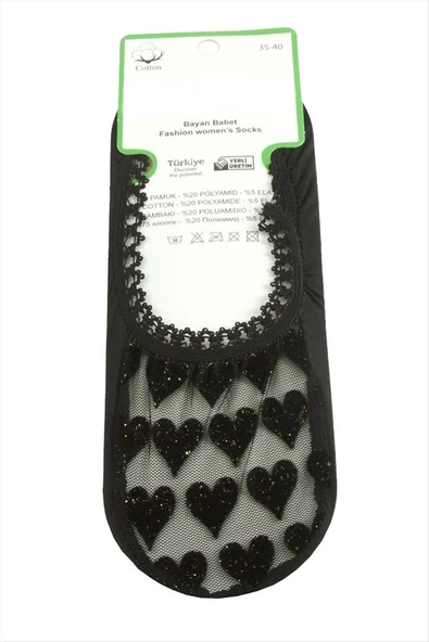 Kalp Dantel Babet Çorap