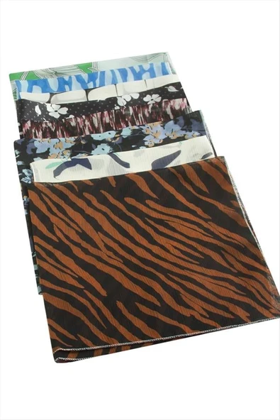 Karışık Desenli Şifon Fular 50 cm - 3