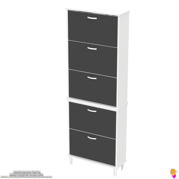 Modilayn VARBİ UMAY' 2 Li Kapı Önü 72x205x26 cm’ lik 5 Düşer Kapak 10 Göz Bölme Ayakkabılık - Resim 7