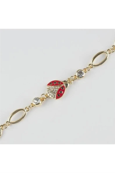 Uğur Böceği Figürlü Taşlı Metal Bileklik - 2