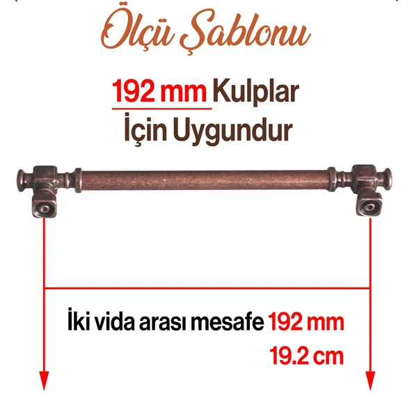 Mobilya Mutfak Dolabı Dolap Kulpu Kulbu Kulpları Eskitme Antik Bakır Düz Metal 192 mm 19.2 cm - Resim 3