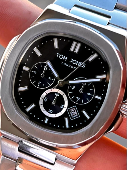 Tom Jones 3 Atm Suya Dayanıklı Çelik Kordon (Kararmaz Renk Atmaz) Erkek Kol Saati VS.BLKT.0564 - Resim 3