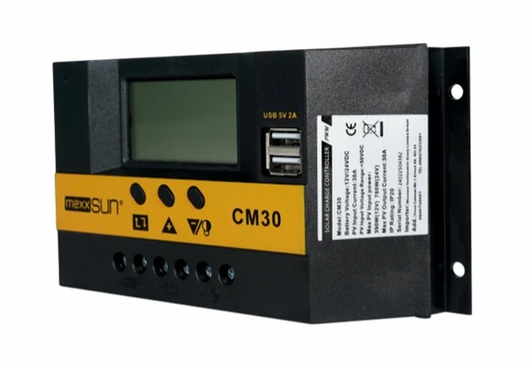 Mexxsun - İnges 30 amper pwm şarj kontrol cihazı - 12/24 volt - şarj kesici regülatörü - Resim 2