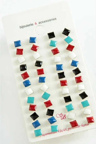 Kare Mineli Minik Küpe - 2