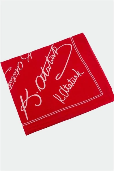 Atatürk İmzalı Desenli Bandana 50*50 - 2