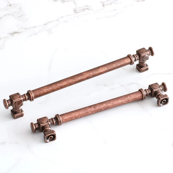 Mobilya Mutfak Dolabı Dolap Kulpu Kulbu Kulpları Eskitme Antik Bakır Düz Metal 192 mm 19.2 cm - Resim 2
