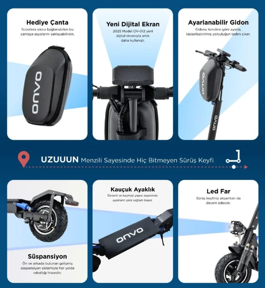 Onvo ST-08 800 W Elektirikli Scooter - Resim 10