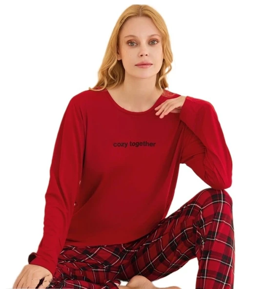 Lina Uzun Kollu Kadın Pijama Takımı Yumuşak Dokulu Şık ve Esnek Konforlu S/2XL ürün görseli