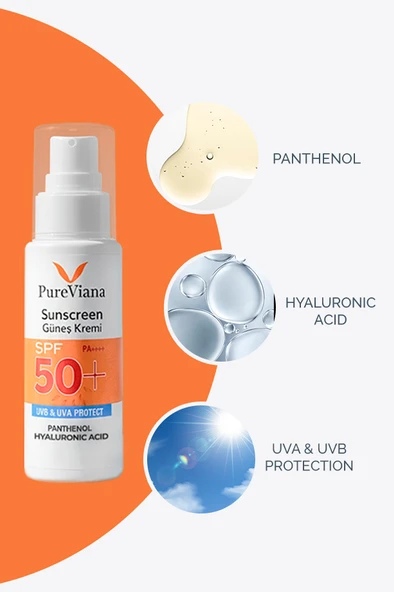 PureViana Güneş Kremi Spf 50+ Pa++++ 50ML - Yüksek Koruma, Nemlendirici, Leke Karşıtı, Cilt Tonu Eşitleyici - Yeni Nesil Filtreli - Resim 2