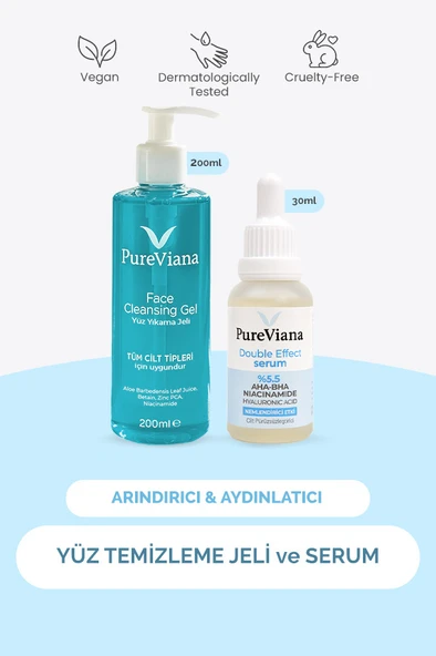 PureViana Arındırıcı & Aydınlatıcı Cilt Bakım Seti -2’li - Yüz Temizleme Jeli ve Serum ürün görseli