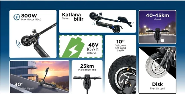 Onvo ST-08 800 W Elektirikli Scooter - Resim 5