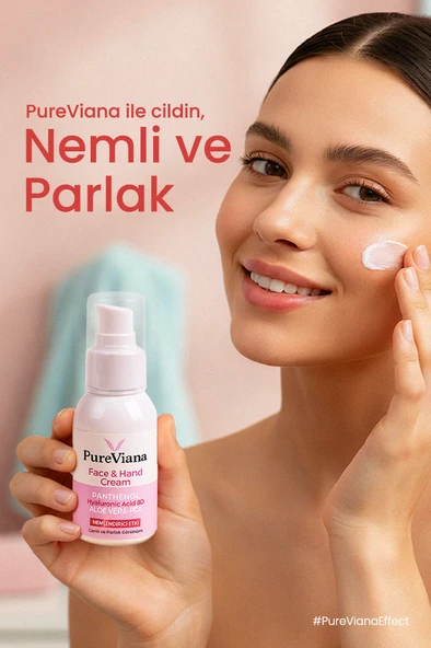 PureViana Yüz & El Kremi 60ML - Hyaluronik Asit 8d + Aloe Vera + Cica + Shea - Nemlendirici, Bariyer Onarıcı - Resim 4