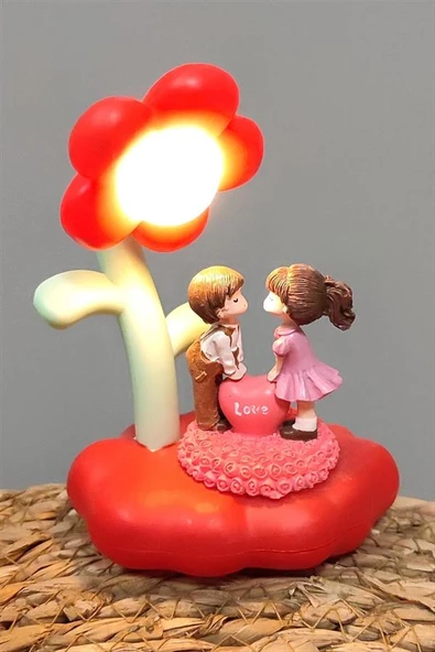 Sevgili Çift Papatya Işıklı Masa Lambası - 2