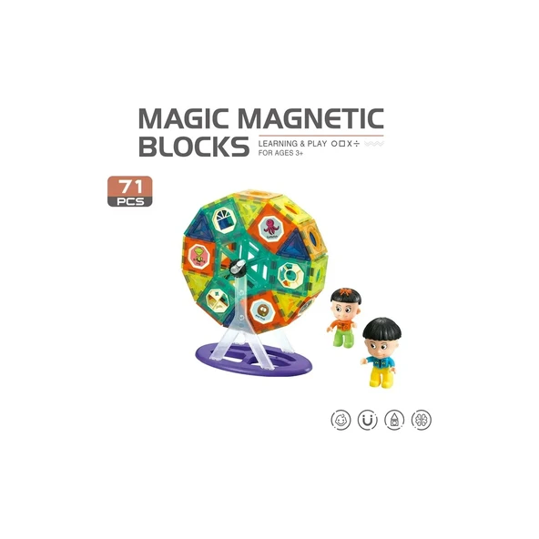 Magic Magnetic Blocks 71 Parça Manyetik Oyuncak Bloklar Seti ürün görseli 1