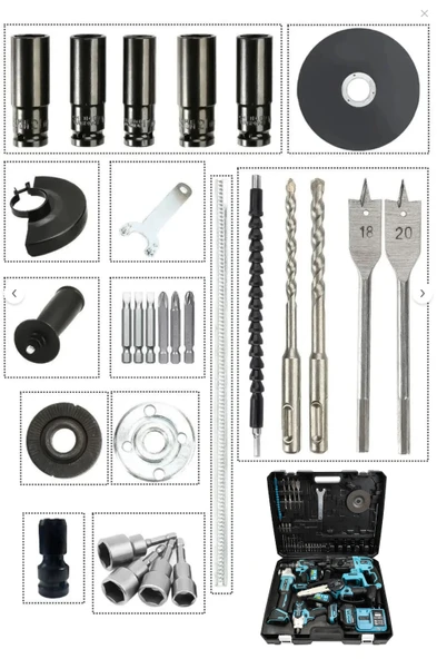 Stilmax 388VF 10AH 6'lı Set Kırıcı Delici Matkap Taşlama Somun Sökme Dal Budama Makas Akülü - Resim 4