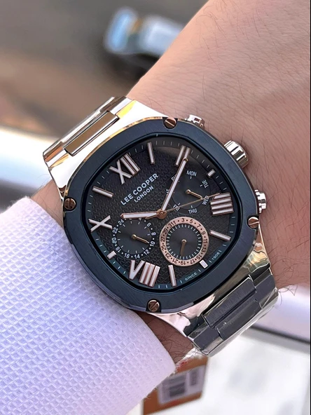 Lee Cooper İtalyan Bileklik Setli 2 Yıl Garantili Suya Dayanıklı Çelik Kordon Renk Atma Yapmaz VS.BLKT.0544 - Resim 3