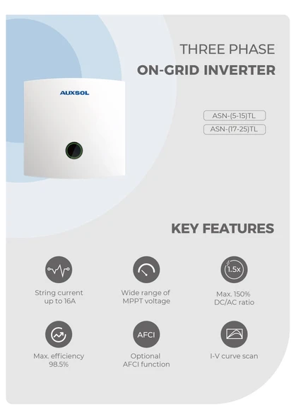 AUXSOL - İnges 10 KW TRİFAZE ON-GRİD INVERTER - 10000 WATT ŞEBEKE BAĞLANTILI INVERTÖR - Resim 3