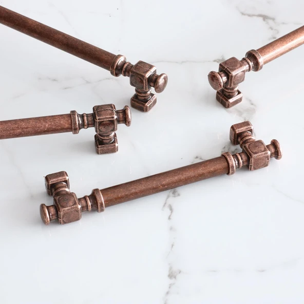 Mobilya Mutfak Dolabı Dolap Kulpu Kulbu Kulpları Eskitme Antik Bakır Düz Metal 192 mm 19.2 cm - Resim 5