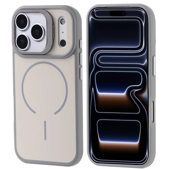 iPhone 17 Pro Kılıf M-safe Şarj Özellikli Kamera Standlı Notron Kılıf - Resim 3