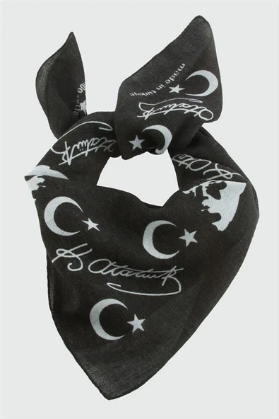 Ay Yıldız Atatürk Desenli Bandana 50*50