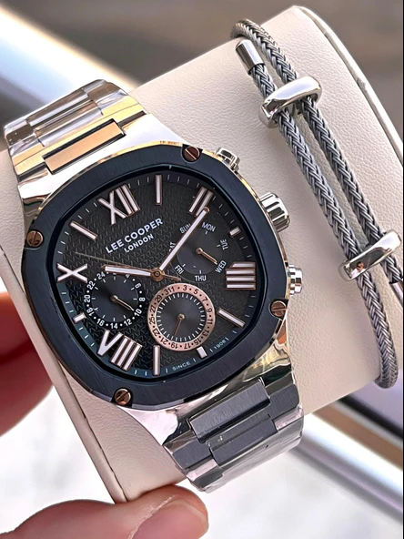 Lee Cooper İtalyan Bileklik Setli 2 Yıl Garantili Suya Dayanıklı Çelik Kordon Renk Atma Yapmaz VS.BLKT.0544 ürün görseli