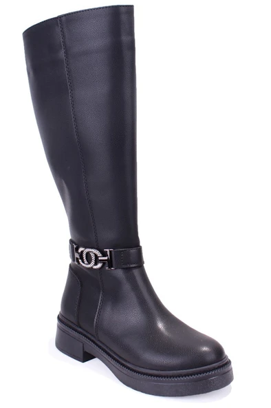 Dagoster DZA07-1275107 Siyah Fermuarlı Düz Topuklu  Kadın Çizme ürün görseli