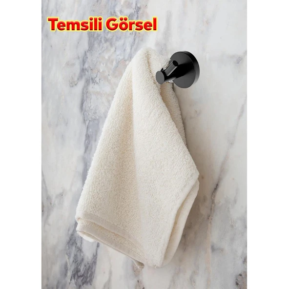 Askılık Vidalı Paslanmaz Metal Duvar Askısı Banyo ve Mutfak İçin Modern Tasarım Siyah 3 Adet - Resim 6