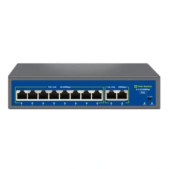 Novacom Nvc-hıf0820fbl-c 8+2 Port 120w 10/100mbps Poe Switch (250m Extend Modlu) ürün görseli