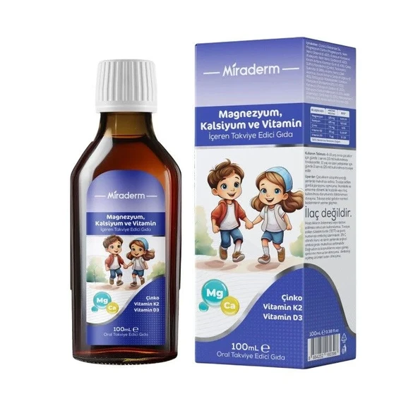 Miraderm Magnezyum Kalsiyum ve Vitamin İçeren Takviye Edici Gıda 100 ml ürün görseli