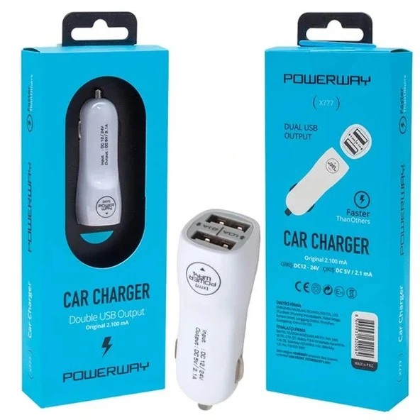 Powerway X-777 Çift Usb'li 2.1 Amper Çakmaklık Araç Şarj Cihazı - Resim 3