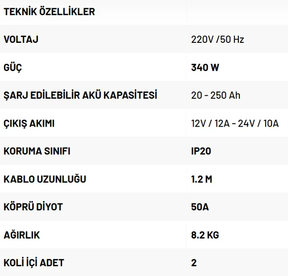RODEX RDX505 - 12 ve 24 Volt Akü Şarj Cihazı 20-250 Amper - Resim 2