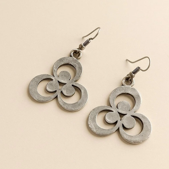 Üç Halkalı Geometrik Şekilli Kadın Bileklik Gümüş Kaplama Ayarlanabilir El Yapımı Bileklik - Resim 3