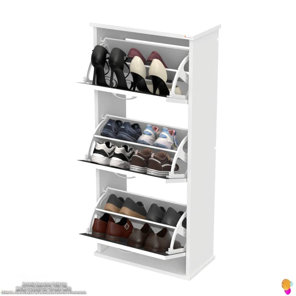 Modilayn VARBİ Asma Kapı Önü 52x 115x 26 cm’ lik 3 Düşer Kapak 6 Göz Bölmeli Ayakkabılık - Resim 5