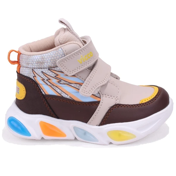 Vicco David 946P25K420 Bej Ortopedik Günlük Işıklı Erkek Çocuk Spor Bot - Resim 2