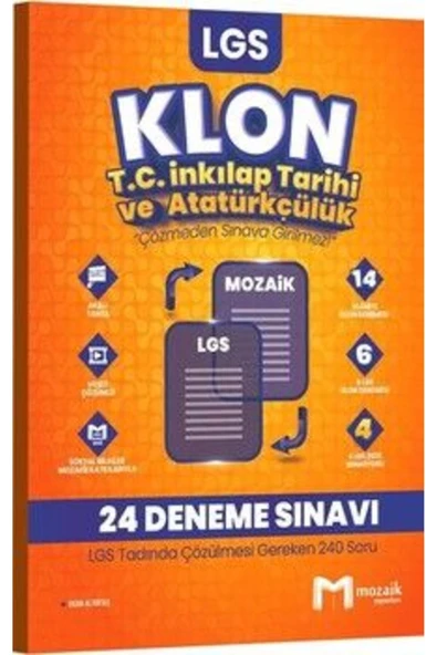 Mozaik Yayınları 8. Sınıf LGS T.C. İnkılap Tarihi ve Atatürkçülük Klon 24 Deneme ürün görseli