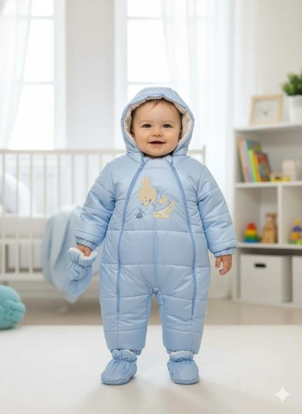 BEBEK İÇİ KÜRKLÜ ÇIKABİLEN PATİK VE ELDİVENLİ ASTRONOT TULUM - Resim 4