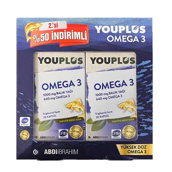 YouPlus Daily 1000 mg Omega-3 2x30 Kapsül ürün görseli