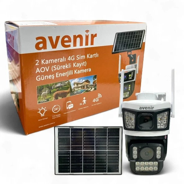 Avenir AV-S425 6MP 2 Kameralı AOV 4G Sim Kartlı Solar Kamera 16000 mah Batarya - Resim 3