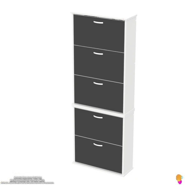 Modilayn VARBİ UMAY' 2 Li Asma Kapı Önü 72x193x26 cm’ lik 5 Düşer Kapak 10 Göz Bölmeli Ayakkabılık - Resim 6