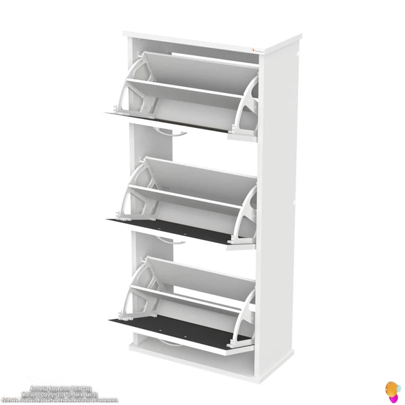 Modilayn VARBİ Asma Kapı Önü 52x 115x 26 cm’ lik 3 Düşer Kapak 6 Göz Bölmeli Ayakkabılık - Resim 7